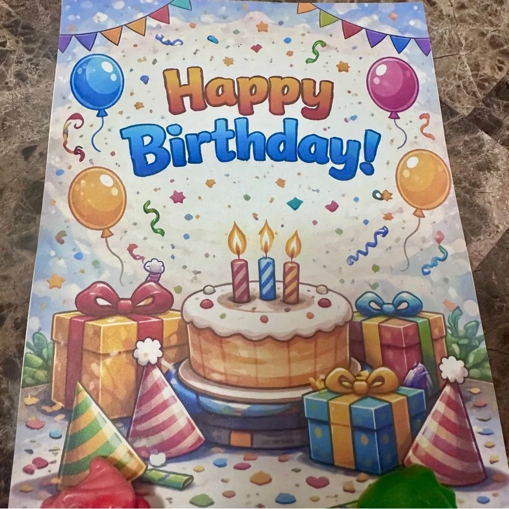 Handmade Generic Blue Themed Crayon Birthday Card NEW